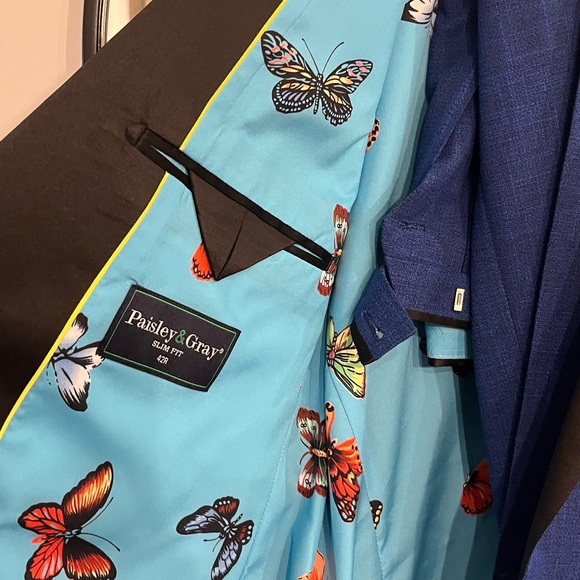 Paisley and Gray Royal Blue Suit Set - Picture 4 of 8